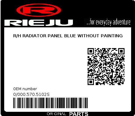 Product image: Rieju - 0/000.570.5102S - R/H RADIATOR PANEL BLUE WITHOUT PAINTING  0
