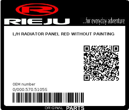 Product image: Rieju - 0/000.570.5105S - L/H RADIATOR PANEL RED WITHOUT PAINTING  0