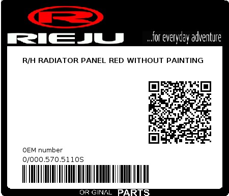 Product image: Rieju - 0/000.570.5110S - R/H RADIATOR PANEL RED WITHOUT PAINTING  0