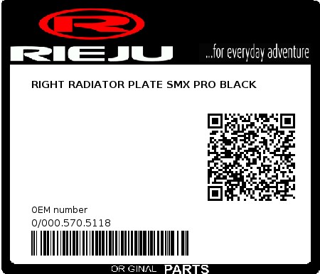 Product image: Rieju - 0/000.570.5118 - RIGHT RADIATOR PLATE SMX PRO BLACK  0