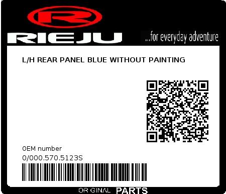 Product image: Rieju - 0/000.570.5123S - L/H REAR PANEL BLUE WITHOUT PAINTING  0