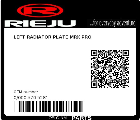 Product image: Rieju - 0/000.570.5281 - LEFT RADIATOR PLATE MRX PRO  0