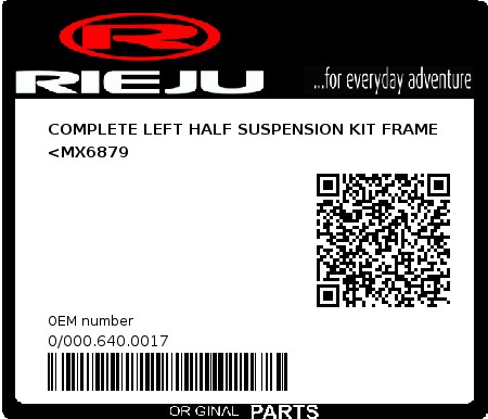 Product image: Rieju - 0/000.640.0017 - COMPLETE LEFT HALF SUSPENSION KIT FRAME <MX6879  0