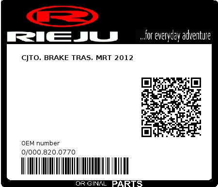 Product image: Rieju - 0/000.820.0770 - CJTO. BRAKE TRAS. MRT 2012  0