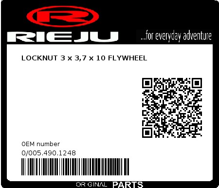 Product image: Rieju - 0/005.490.1248 - LOCKNUT 3 x 3,7 x 10 FLYWHEEL  0
