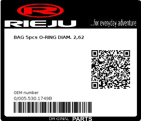 Product image: Rieju - 0/005.530.1749B - BAG 5pcs O-RING DIAM. 2,62  0