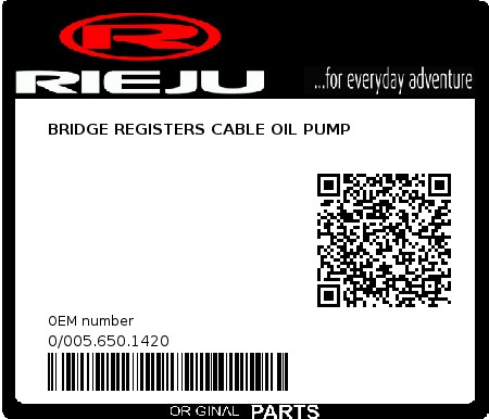 Product image: Rieju - 0/005.650.1420 - BRIDGE REGISTERS CABLE OIL PUMP  0