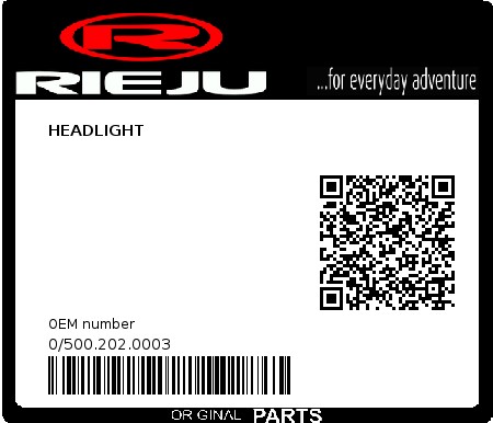 Product image: Rieju - 0/500.202.0003 - HEADLIGHT  0