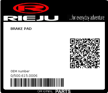Product image: Rieju - 0/500.615.0006 - BRAKE PAD  0