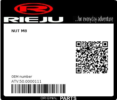 Product image: Rieju - ATV.50.0000111 - NUT M8  0