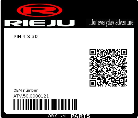 Product image: Rieju - ATV.50.0000121 - PIN 4 x 30  0
