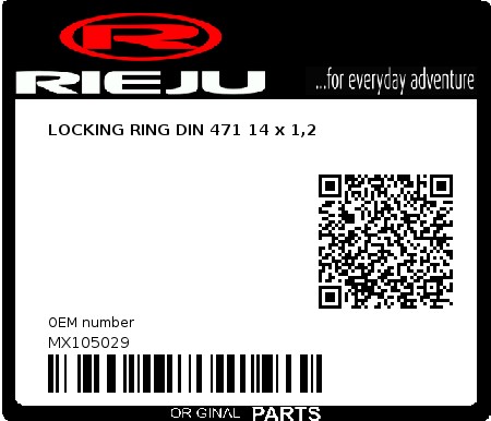 Product image: Rieju - MX105029 - LOCKING RING DIN 471 14 x 1,2  0