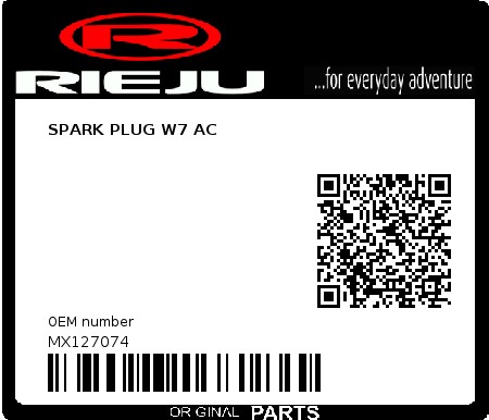 Product image: Rieju - MX127074 - SPARK PLUG W7 AC  0
