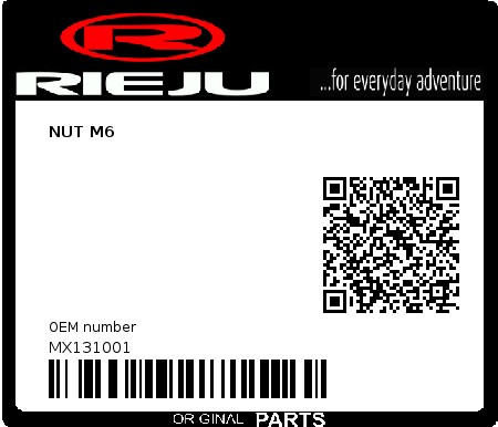 Product image: Rieju - MX131001 - NUT M6  0