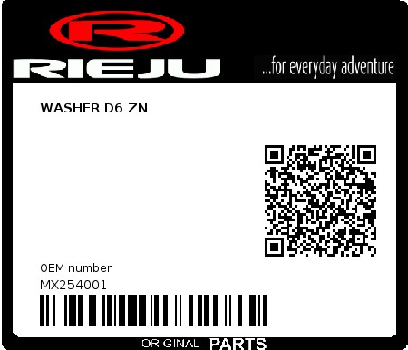 Product image: Rieju - MX254001 - WASHER D6 ZN  0