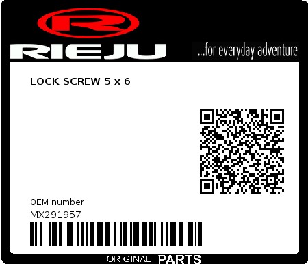 Product image: Rieju - MX291957 - LOCK SCREW 5 x 6  0