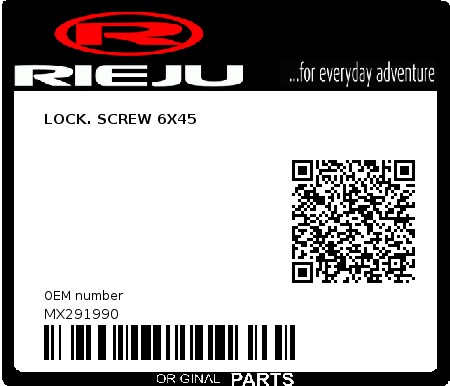 Product image: Rieju - MX291990 - LOCK. SCREW 6X45  0
