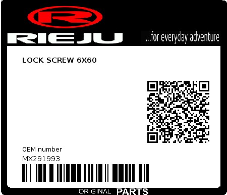 Product image: Rieju - MX291993 - LOCK SCREW 6X60  0