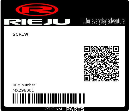 Product image: Rieju - MX296001 - SCREW  0