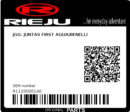 Product image: Rieju - R11200001A0 - JGO. JUNTAS FIRST AGUA/BENELLI  0