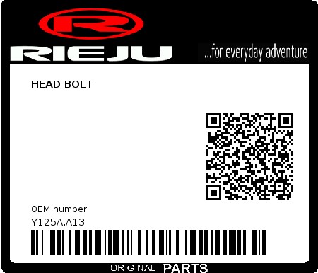 Product image: Rieju - Y125A.A13 - HEAD BOLT  0