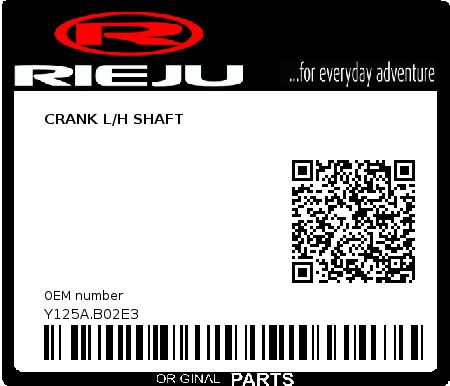 Product image: Rieju - Y125A.B02E3 - CRANK L/H SHAFT  0
