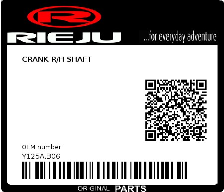 Product image: Rieju - Y125A.B06 - CRANK R/H SHAFT  0