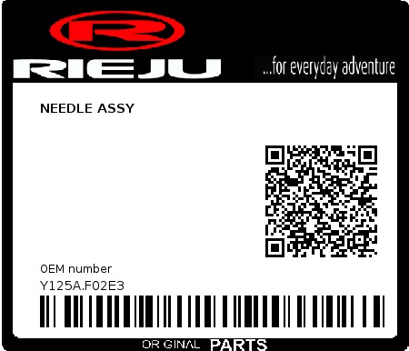 Product image: Rieju - Y125A.F02E3 - NEEDLE ASSY  0