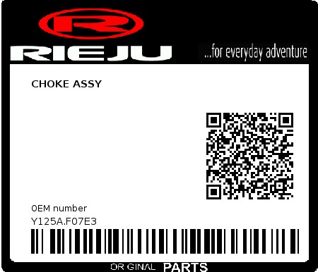 Product image: Rieju - Y125A.F07E3 - CHOKE ASSY  0