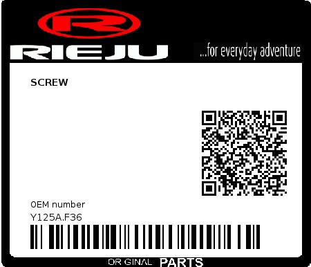 Product image: Rieju - Y125A.F36 - SCREW  0