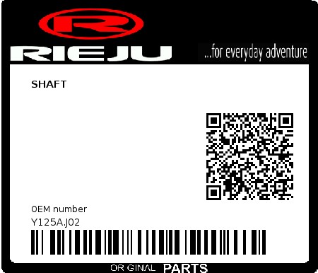Product image: Rieju - Y125A.J02 - SHAFT  0