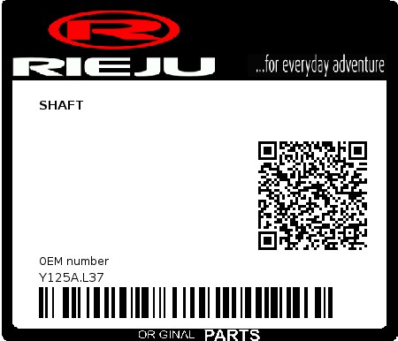 Product image: Rieju - Y125A.L37 - SHAFT  0