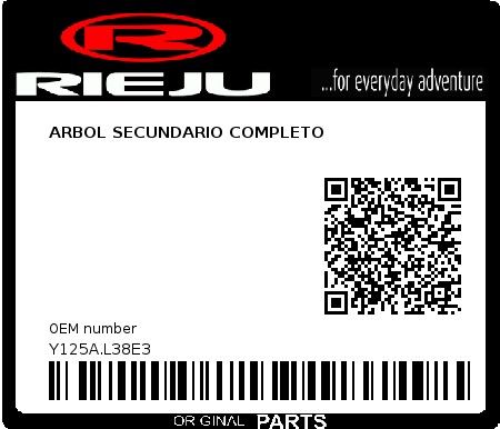 Product image: Rieju - Y125A.L38E3 - ARBOL SECUNDARIO COMPLETO  0