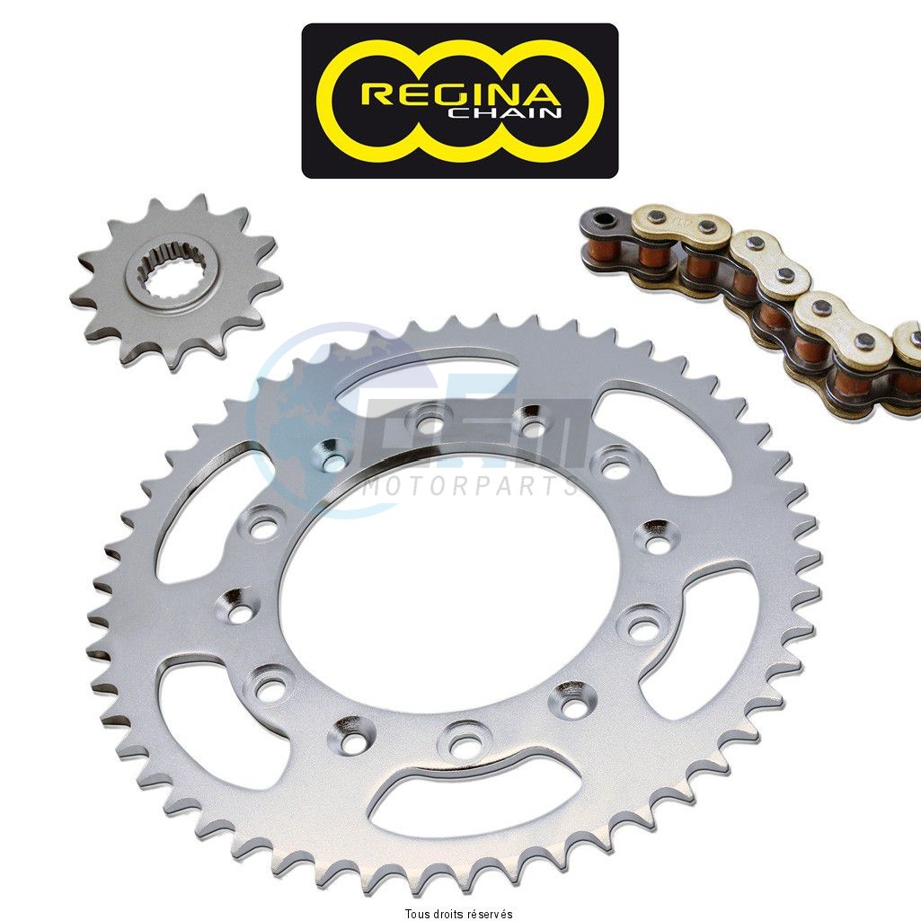 Product image: Regina - 95R005092-ORO - Chain Kit Rieju/Msa 50 Rr/Rc Sm/Spike Chain Standard year 99 02 Kit 12 48  0