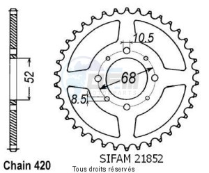 Product image: Sifam - 21852CZ43 - Chain wheel rear 80 Ae/Ar 81-93   Type 420/Z43 