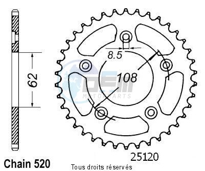 Product image: Sifam - 25120CZ39 - Chain wheel rear Rs 125 Extrema 93-98   Type 520/Z39  0