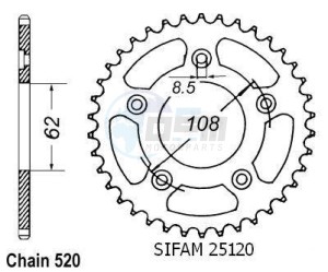 Product image: Esjot - 50-32055-41 - Chainwheel Steel Aprilia-Cagiva - 520 - 41 Teeth -  Identical to JTR701 - Made in Germany 