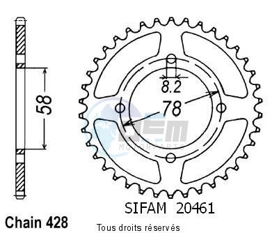 Product image: Sifam - 20461CZ47 - Chain wheel rear 80/125 Rg Gamma 84-95   Type 428/Z47  0
