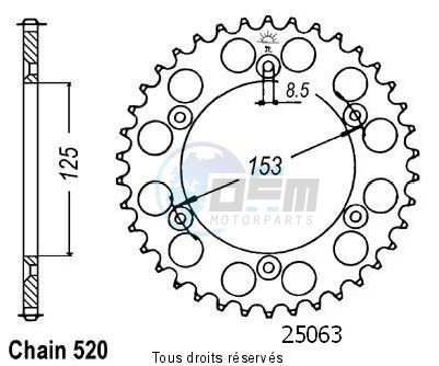 Product image: Sifam - 25063AZ48 - Chain wheel rear Honda 125/250/500 Cr Type 520/Z48  0