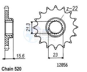 Product image: Esjot - 50-32028-15 - Sprocket TT Yamaha - 520 - 15 Teeth -  Identical to JTF577 - Made in Germany 