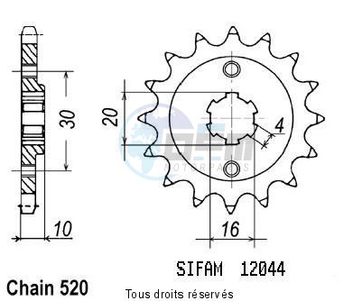 Product image: Sifam - 12044CZ12 - Sprocket Cagiva 125 Aletta ORO   12044cz   12 teeth   TYPE : 520  0