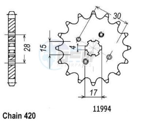 Product image: Esjot - 50-13001-13 - Sprocket TT Honda - 420 - 13 Teeth - Made in Germany 