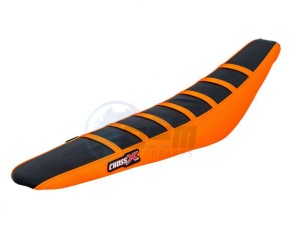 Product image: Crossx - M510-3BOO - Saddle Cover KTM SX -SXF 98-02 SX 125-250 01-02 EXC-XC 125-525 98-03 TOP BLACK- SIDE ORANJE-STRIPES ORANJE (M5-3BOO) 