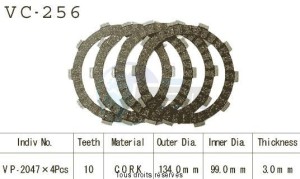 Product image: Kyoto - VC256 - Clutch Plate kit complete Tw 125 98-03   