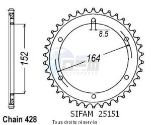Product image: Sifam - 25151CZ55 - Chain wheel rear Sr 500 91-95   Type 428/Z55 