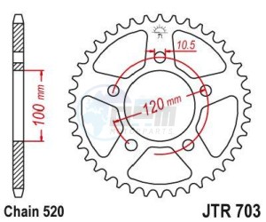 Product image: Esjot - 50-32125-44 - Chainwheel Steel Aprilia - 520 - 44 Teeth -  Identical to JTR703 - Made in Germany 