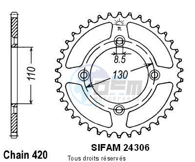 Product image: Sifam - 24306AZ55 - Chain wheel rear Honda 80/85 Cr 1986-2004 Type 420/Z55  0