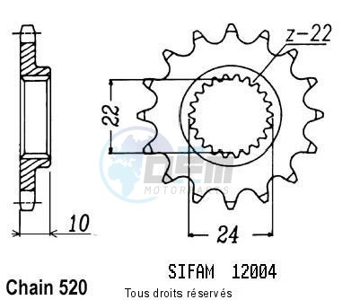 Product image: Sifam - 12004CZ15 - Sprocket 125 Etx Tuareg 86-87   12004cz   15 teeth   TYPE : 520  0