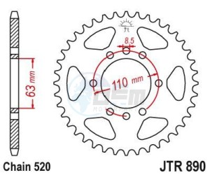 Product image: Esjot - 50-32147-45 - Chainwheel Steel KTM - 520 - 45 Teeth -  Identical to JTR890 - Made in Germany 