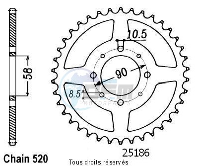 Product image: Sifam - 25186CZ39 - Chain wheel rear Ca 125 Rebel   Type 520/Z39  0